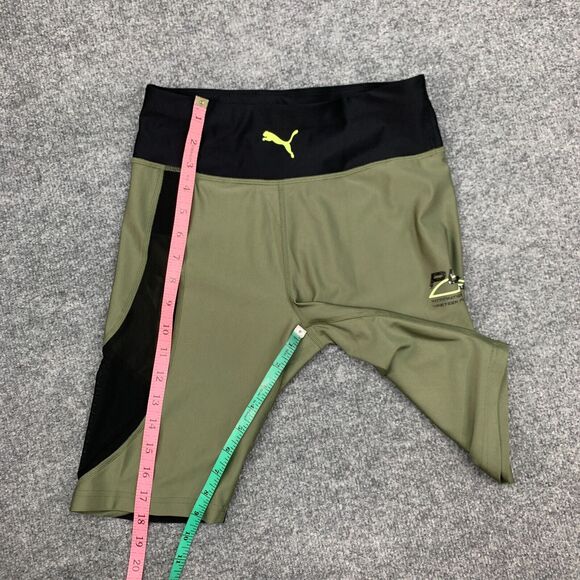 Puma Evide Bike Short Women XS Extra Small Moss High Waisted Mesh Panel Unpadded - Picture 10 of 14